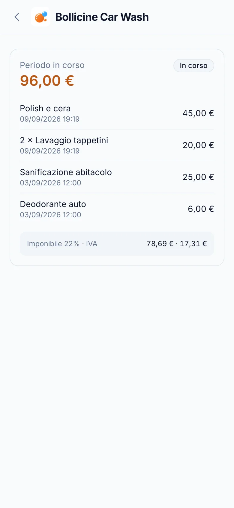 Conto del cliente da pagare online